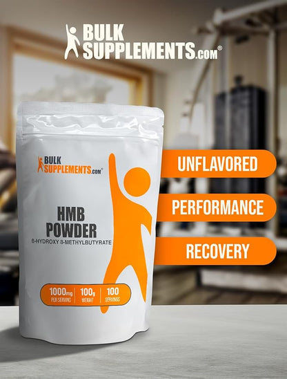 BulkSupplements.com HMB Powder - as Calcium HMB, Beta-Hydroxy Beta-Methylbutyrate - HMB Powder Supplements, Gluten Free - 1000mg per Serving, 100g (3.5 oz) (Pack of 1)