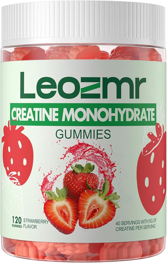 Creatine Monohydrate Gummies 5000mg for Men & Women, Chewables Creatine Monohydrate Supplement(120 Count)- Strawberry 120 Gummies