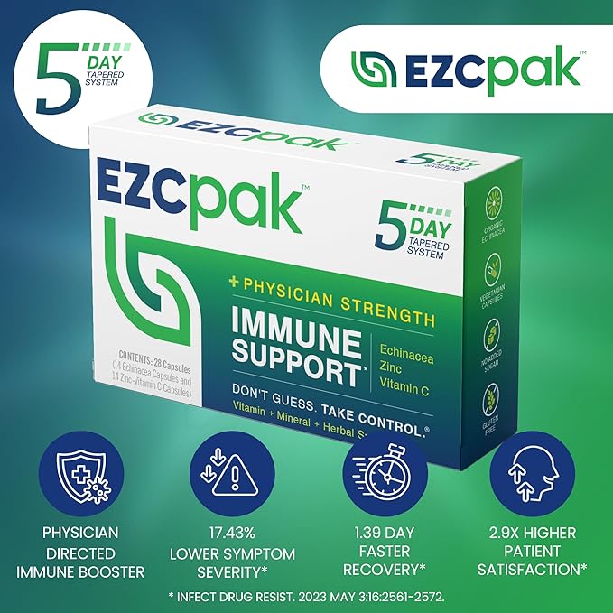 EZC Pak 5-Day Tapered Immune Support Booster - Vitamin Immune Support Supplement, Echinacea, Zinc Vitamin C, Vitamins for Immune System Support, Immune Boosters for Adults - Immune Support Vitamins