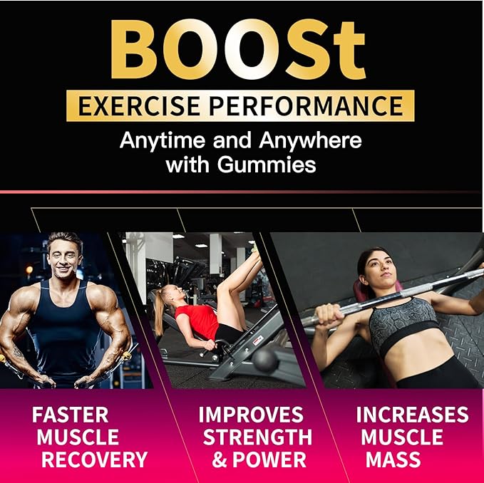 Creatine Monohydrate Gummies for Men & Women-5g of Creatine Monohydrate per Serving - Sugar Free,Vegan, Strawberry Flavor, 180 Count-2pack.