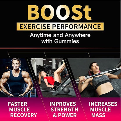 Creatine Monohydrate Gummies for Men & Women-5g of Creatine Monohydrate per Serving - Sugar Free,Vegan, Strawberry Flavor, 180 Count-2pack.