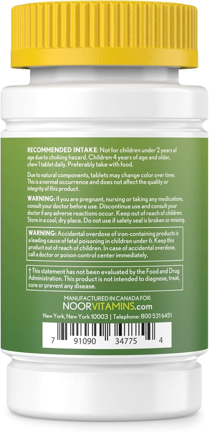 Noor Vitamins Halal Kids Multivitamin Chewable: Essential Vitamins for Immune, Bone & Eye Health with Iron - Non GMO & Gluten Free - Halal Vitamins 60 Count (2 Month Supply)