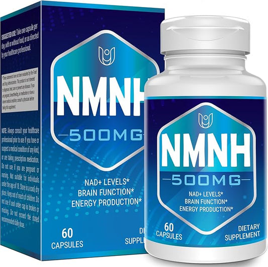 NMNH (Dihydronicotinamide Mononucleotide), 500mg per Serving NAD Supplement to Boost NAD+ Levels as We Age (May Be More Effective Than Nicotinamide Riboside) for Anti Aging, Energy, Focus - 60 Capsule
