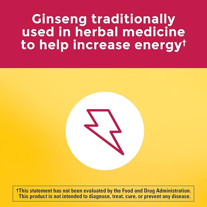 Nature Made Multi + Ginseng, Daily Energy Multivitamin for Adults, One Per Day Vitamin, 60 Capsules