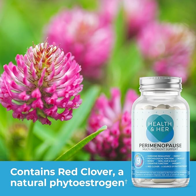 Health & Her Perimenopause Multi-Nutrient Support, Support for Wellbeing During Pre-Menopause (Early Stage of Menopause) Perimenopause Supplements for Women, Perimenopause Vitamins, Vegan (60 ct.)