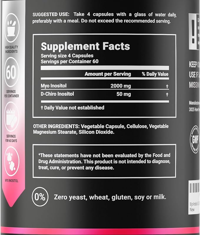 Myo-Inositol & D-Chiro Inositol by B Life - 240 Capsules | Made in USA | 40:1 Ratio | Vitamin B8 Supplement