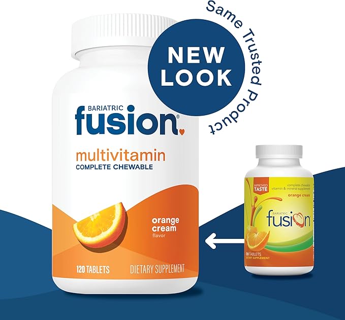 Bariatric Fusion Orange Cream Flavored Complete Chewable Bariatric Multivitamin with Iron for Bariatric Surgery Patients Including Gastric Bypass and Sleeve Gastrectomy - 120 Tablets