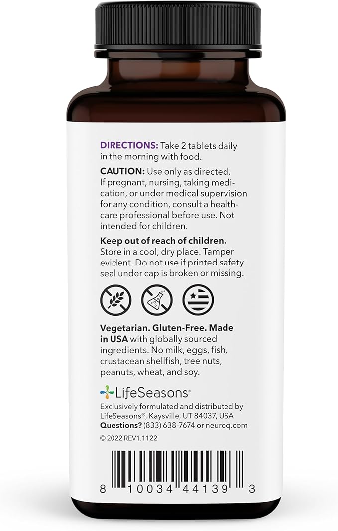 NeuroQ Daily Essentials Multivitamin - Fortified Mental Performance & Overall Wellness - Improve Memory & Focus - B-Complex, Vitamin D, Folate, CoQ10, Pantothenic Acid & More - 60 Capsules