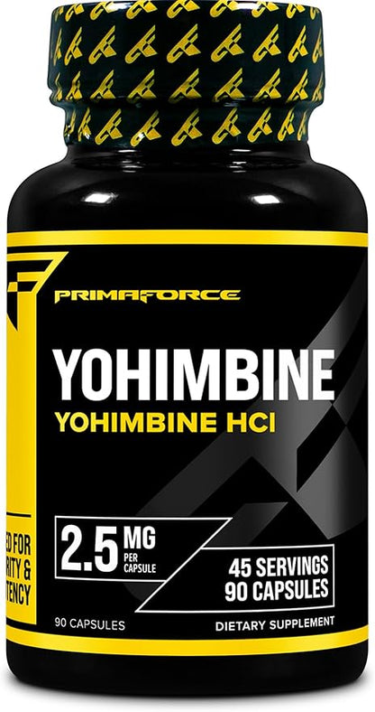 PrimaForce Yohimbine HCl 2.5mg, 90 Capsules - Non-GMO and Gluten Free Supplement