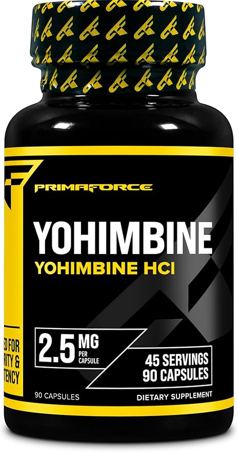PrimaForce Yohimbine HCl 2.5mg, 90 Capsules - Non-GMO and Gluten Free Supplement