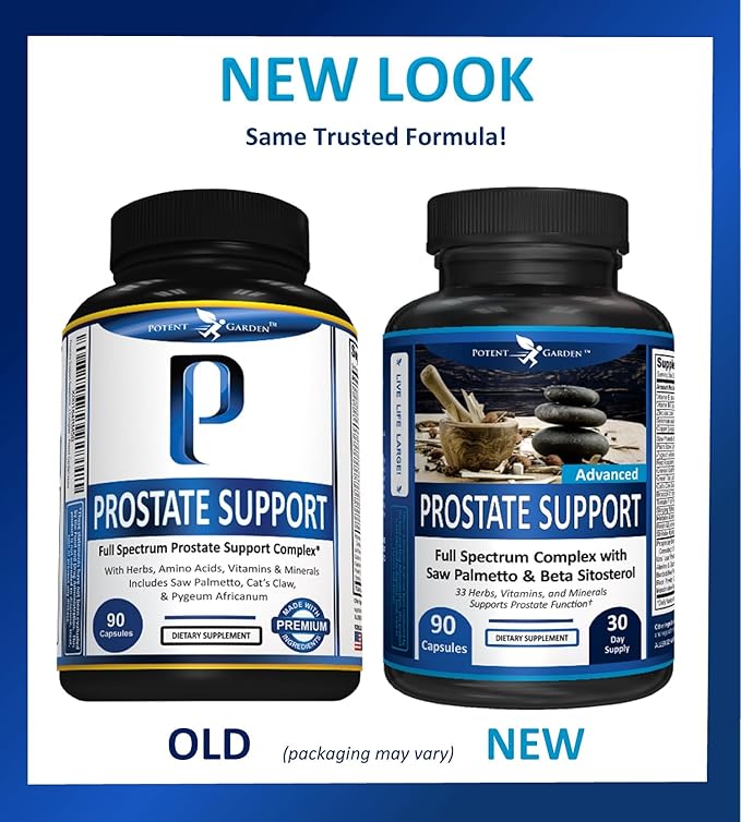 Potent Garden Prostate Support 33 Herbs Including Beta Sitosterol, Pygeum and Saw Palmetto for Men Prostate Health Supplements for Men, 90 Caps