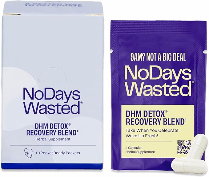 DHM Detox® - No Days Wasted® - New Look - Dihydromyricetin (DHM Supplement), Milk Thistle, Prickly Pear, B Vitamins, Hydration Electrolytes Blend-Take During Evening for Better Next Day and Recovery