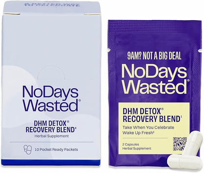 DHM Detox® - No Days Wasted® - New Look - Dihydromyricetin (DHM Supplement), Milk Thistle, Prickly Pear, B Vitamins, Hydration Electrolytes Blend-Take During Evening for Better Next Day and Recovery