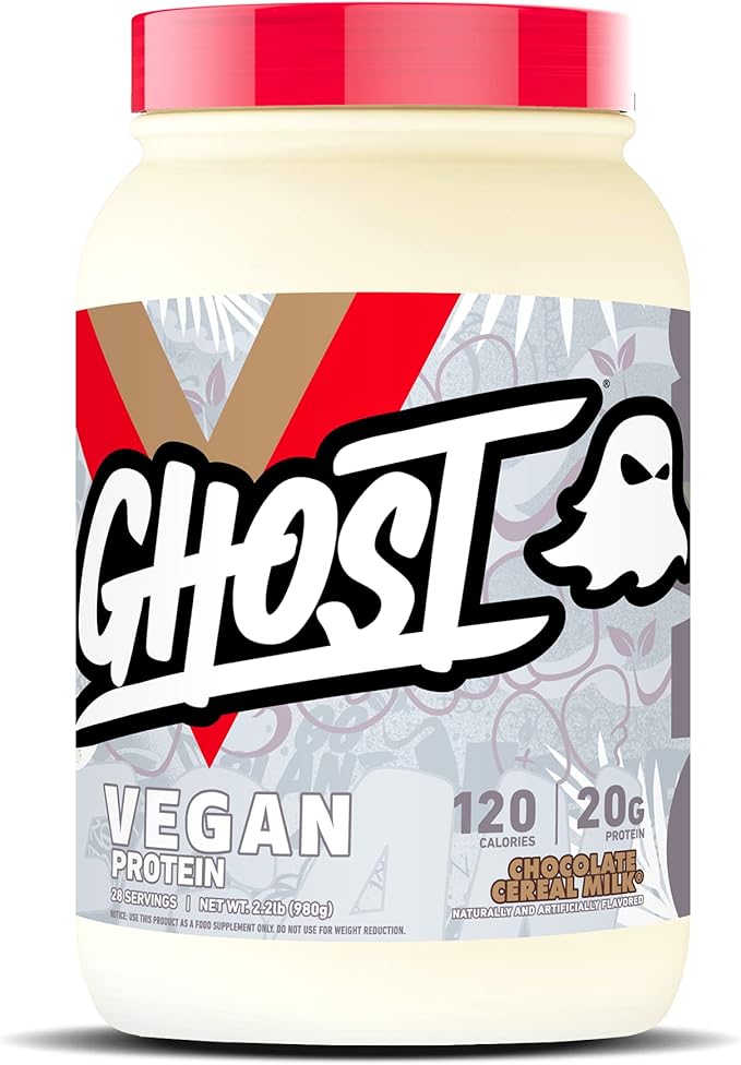 GHOST Vegan Protein Powder, Chocolate Cereal Milk - 2lb, 20g of Protein - Plant-Based Pea & Organic Pumpkin Protein - ­Post Workout & Nutrition Shakes, Smoothies, & Baking - Soy & Gluten-Free