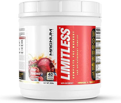 LIMITLESS Magnum 504g - Creatine Monohydrate Pre Workout Powder for Men & Women, Supports Energy, Focus, Endurance, Muscle Recovery & Growth, Beta Alanine, Sugar Free Electrolytes, Fruit Punch Flavor
