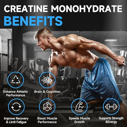Creatine Monohydrate Gummies for Men & Women – 5000mg Creatine + 500mg L-Taurine & B12, Sugar-Free, Boost Focus, Strength & Endurance, Vegan, Anti-Melting Formula (Mixed Berry, 120 ct)