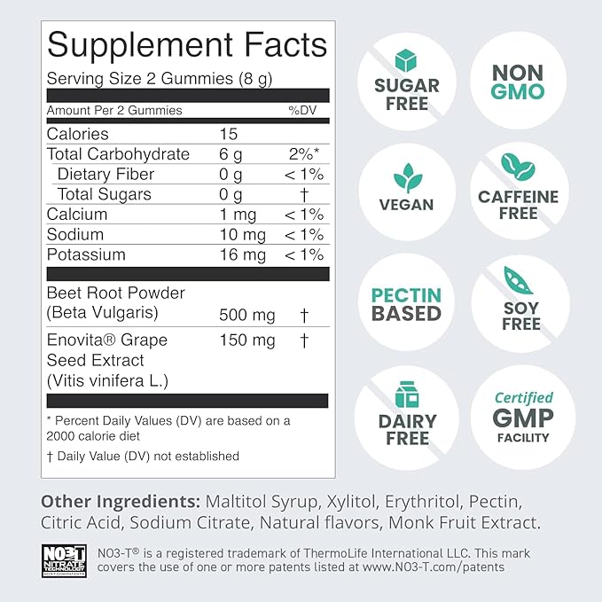 humanN SuperBeets Heart Gummies - Beet Gummy with Heart-Healthy Energy Support, Grape Seed Extract & Beetroot Powder, Sugar Free - Pomegranate Berry Flavor, 120 Count