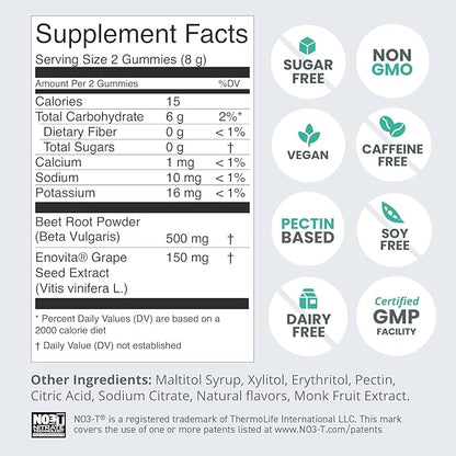 humanN SuperBeets Heart Gummies - Beet Gummy with Heart-Healthy Energy Support, Grape Seed Extract & Beetroot Powder, Sugar Free - Pomegranate Berry Flavor, 120 Count