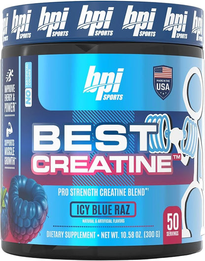 BPI Sports Best Creatine - Includes 6 Advanced Forms of Creatine - Supports Muscle Building and Post-Workout Recovery - Icy Blue Raz, 50 Servings