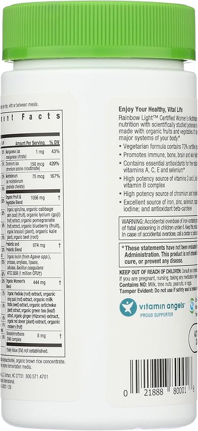 Rainbow Light Women's Organic Multi, 120-Capsules