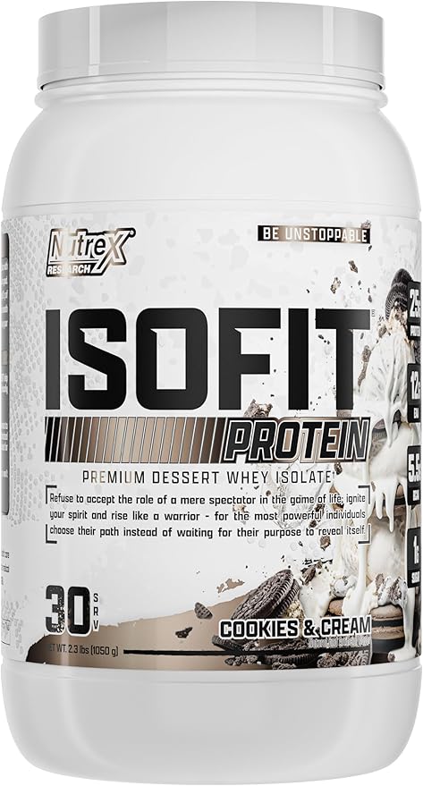 Nutrex Research IsoFit Whey Protein Powder Instantized 100% Whey Protein Isolate (30 Servings (Pack of 1), Cookies & Cream)