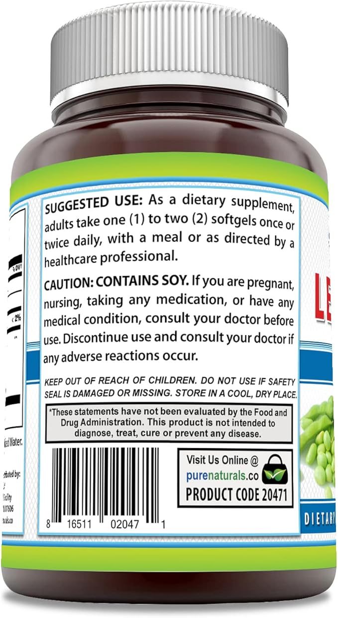 Pure Naturals Lecithin 1200 mg Softgels Supplement | High Potency | Non-GMO | Gluten Free (240 Count)