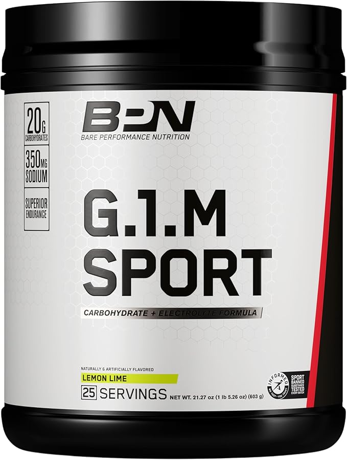 BARE PERFORMANCE NUTRITION, BPN G.1.M Go One More Sport, Endurance Training Fuel, Lemon Lime, Superior Carbohydrate Source & Electrolyte Formula, Reduce Fatigue, 25 Servings
