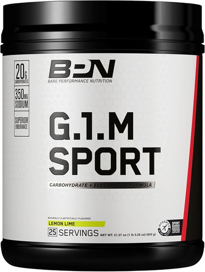 BARE PERFORMANCE NUTRITION, BPN G.1.M Go One More Sport, Endurance Training Fuel, Lemon Lime, Superior Carbohydrate Source & Electrolyte Formula, Reduce Fatigue, 25 Servings