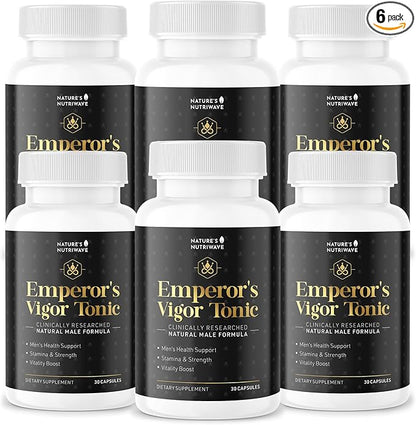 Emperor's Vigor Tonic - Original Supplements for Men's Health - 100% Natural, Non-GMO, Made in The USA, 6 Month Supply