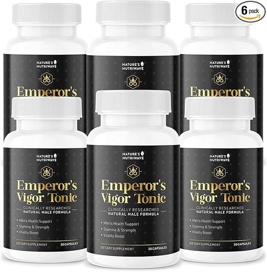 Emperor's Vigor Tonic - Original Supplements for Men's Health - 100% Natural, Non-GMO, Made in The USA, 6 Month Supply