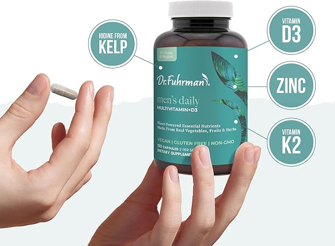 Dr. Fuhrman Daily Whole Food Multivitamin for Men - 120 Capsules, Vegan Formula for Optimal Health and Vitality, Specifically Designed for Men Over 50
