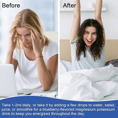 Potassium Magnesium Liquid Drops Supplement with Potassium 99mg, Magnesium 500mg,Calcium, Vitamin D3, Zinc, for Leg Cramps, Energy, Metabolism, for Adult and Kid,Sugar Free