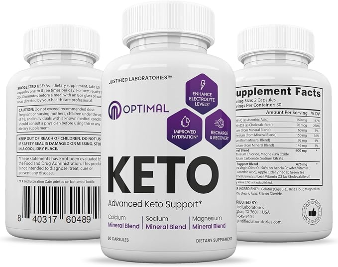 (3 Pack) Optimal Keto Pills 1275MG New & Improved Formula Contains Apple Cider Vinegar Extra Virgin Olive Oil Powder Green Tea Leaf 180 Capsules