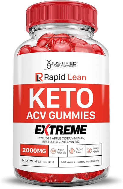 (3 Pack) Rapid Lean Keto ACV Gummies Extreme 2000MG Rapid Lean Keto Gummies Apple Cider Vinegar Formulated with Pomegranate Beet Juice Powder B12 Vegan Non GMO 180 Gummys