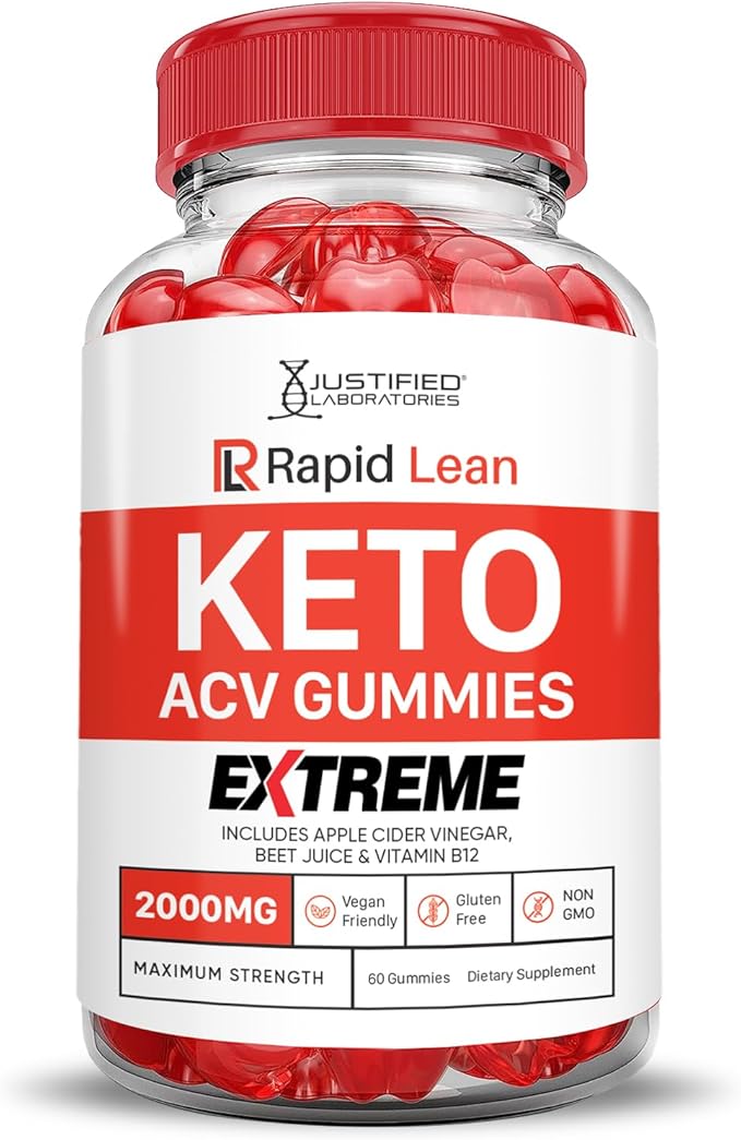 Rapid Lean Keto ACV Gummies Extreme 2000MG Rapid Lean Keto Gummies Apple Cider Vinegar Formulated with Pomegranate Beet Juice Powder B12 Vegan Non GMO 60 Gummys