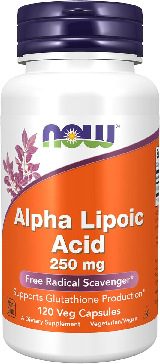 NOW Foods Supplements, Alpha Lipoic Acid 250 mg, Supports Glutathione Production*, Free Radical Scavenger*, 120 Veg Capsules