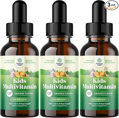 Liquid Multivitamin for Kids Immunity Support - Yummy Toddler Multivitamin Supplement with a C D3 E B6 and D3 Liquid Vitamins for Kids of All Ages - High Absorption Kids Liquid Multivitamin (3 Pack)