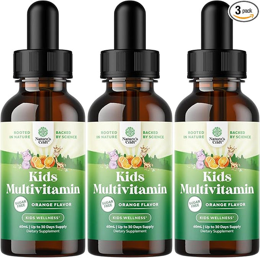 Liquid Multivitamin for Kids Immunity Support - Yummy Toddler Multivitamin Supplement with a C D3 E B6 and D3 Liquid Vitamins for Kids of All Ages - High Absorption Kids Liquid Multivitamin (3 Pack)