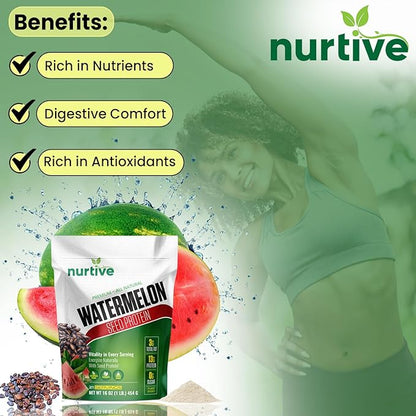 Watermelon Seed Protein Powder - Plant-Based Protein Enriched with Magnesium, Iron, and Antioxidants - Ideal for Post-Workout Recovery & Sustainable Nutrition - 21 Servings (16 oz / 454g)