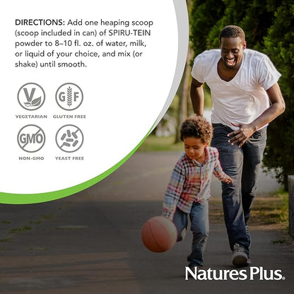 Natures Plus SPIRU-TEIN - Chocolate Peanut Butter - 1.2 lbs, Spirulina Protein Powder - 17 Servings