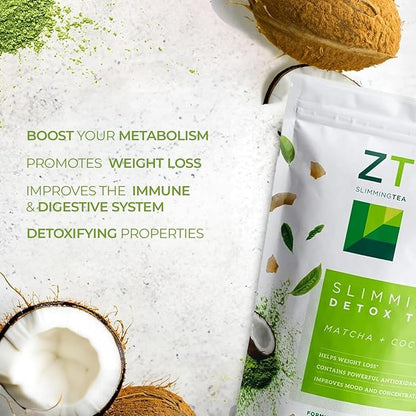 Dr. Zisman ZT Slimming - Matcha-Coconut Detox Blend, Weight Management Tea with Antioxidant Effects, Enhances Mood and Improves Concentration (28 Tea Bags)