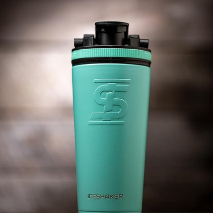 Ice Shaker Insulated Stainless Steel Shaker Bottle | 26oz, Mint | Cold for 30+ Hours | Insulated Cup with Twist-on Agitator | Odor-Free Shaker Cup for Protein Shakes, Water, Smoothies, Cocktails
