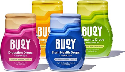 Buoy Electrolyte Drops Variety Pack Digestion + Brain + Energy + Immunity | 160 Servings | No Sugar, No Sweeteners | Dietitian Recommended | Trace Minerals | Purposefully Unflavored | Add to Any Drink