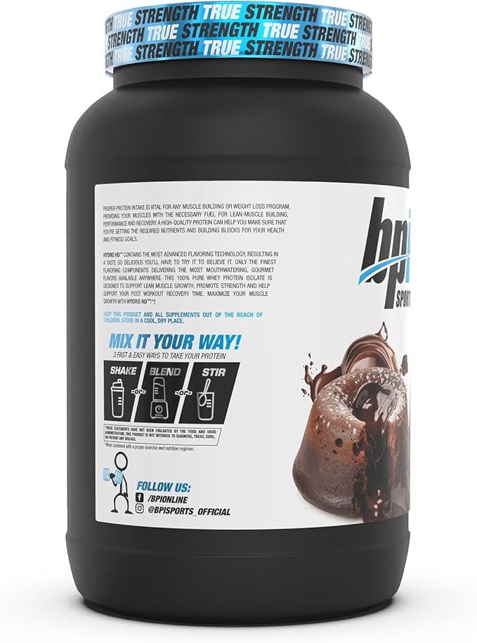 BPI Sports Hydro HD - 100% Hydrolyzed Whey Protein Powder - Muscle Growth, Recovery, 25g of Protein, Low Carb, Low Sugar, Fast Absorbing (23 Servings, Chocolate Lava Cake)