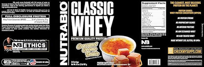 NutraBio Classic Whey Protein Powder- 25G of Protein Per Scoop - No Fillers, Artificial Colors, Preservatives - Caramel Creme Brulee, 2 Pounds