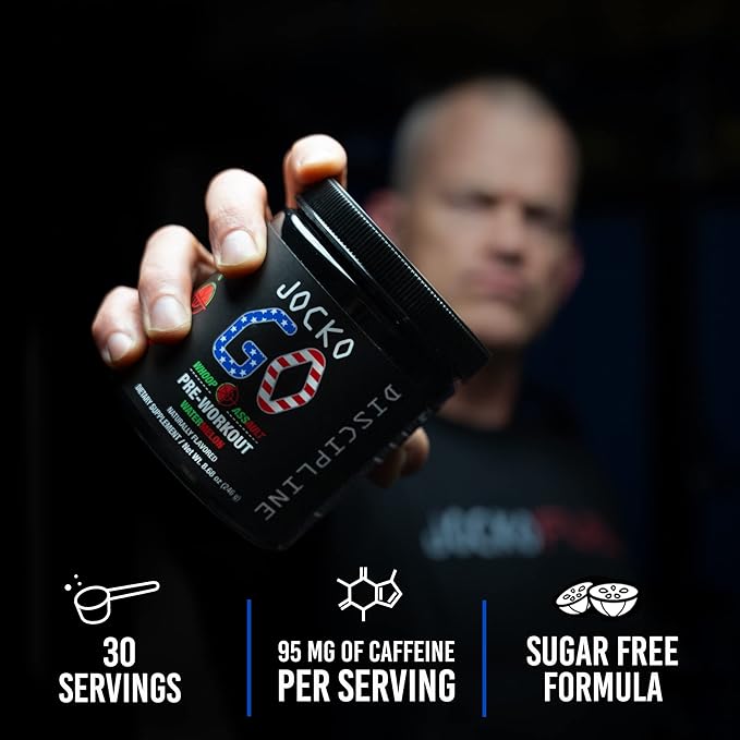 Jocko Fuel Pre Workout Powder with L-Citrulline, Nootropic & Caffeine for Endurance & Stamina - Keto, Sugar Free Blend for Distance Running, Cycling, Jiu Jitsu - 30 Servings (Watermelon)