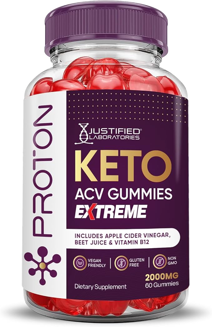 (5 Pack) Proton Keto ACV Gummies Extreme 2000MG Proton Keto Gummies Apple Cider Vinegar Formulated with Pomegranate Beet Juice Powder B12 Vegan Non GMO 300 Gummys