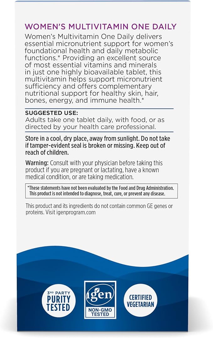 Nordic Naturals Women’s Multivitamin One Daily - Skin, Hair, Energy, & Bone Support - Immunity Supplement - 20 Essential Nutrients - 30 Tablets - 30 Servings