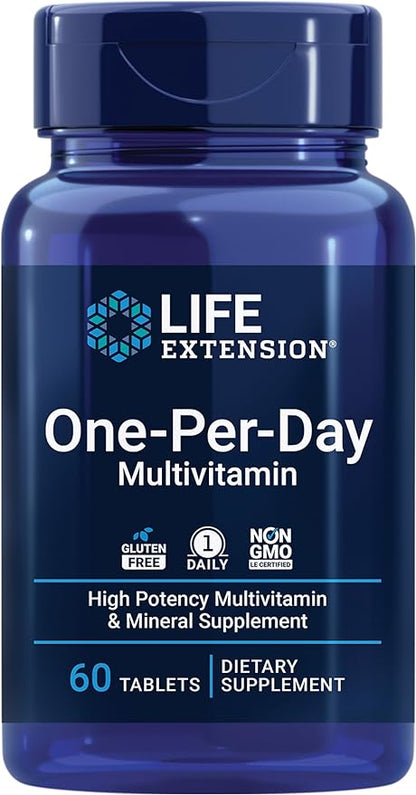 Life Extension One-Per-Day Multivitamin – Packed with Over 25 Vitamins, Minerals & Plant Extracts, Quercetin, 5-MTHF Folate & More – 1-Daily, Non-GMO, Gluten-Free – 60 Tablets