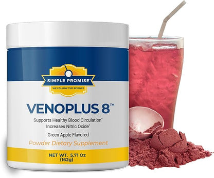 Simple Promise - VenoPlus 8 - Nitric Oxide Supplements for Men and Women - Beet Root Powder with Proprietary Blend - Beet Juice Powder for Blood Circulation, Heart Health